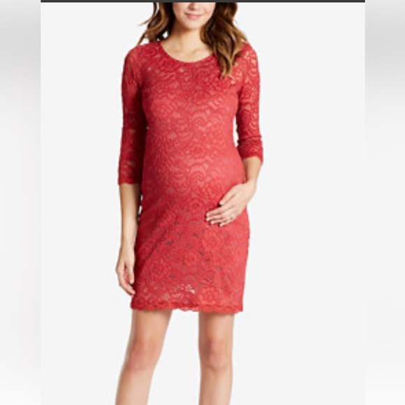 Jessica Simpson Dresses & Skirts - Jessica Simpson Coral Lace Long Sleeve Maternity Dress, Comfy Stretchy